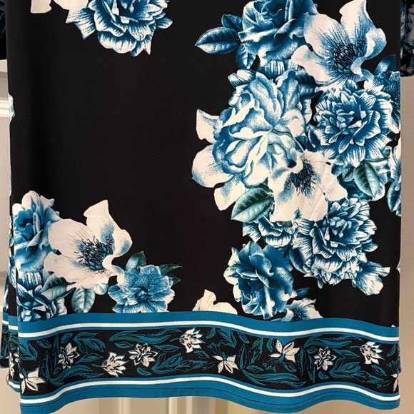 Floral Cold Shoulder Top - Black and Blue Large EUC - Picture 7 of 16